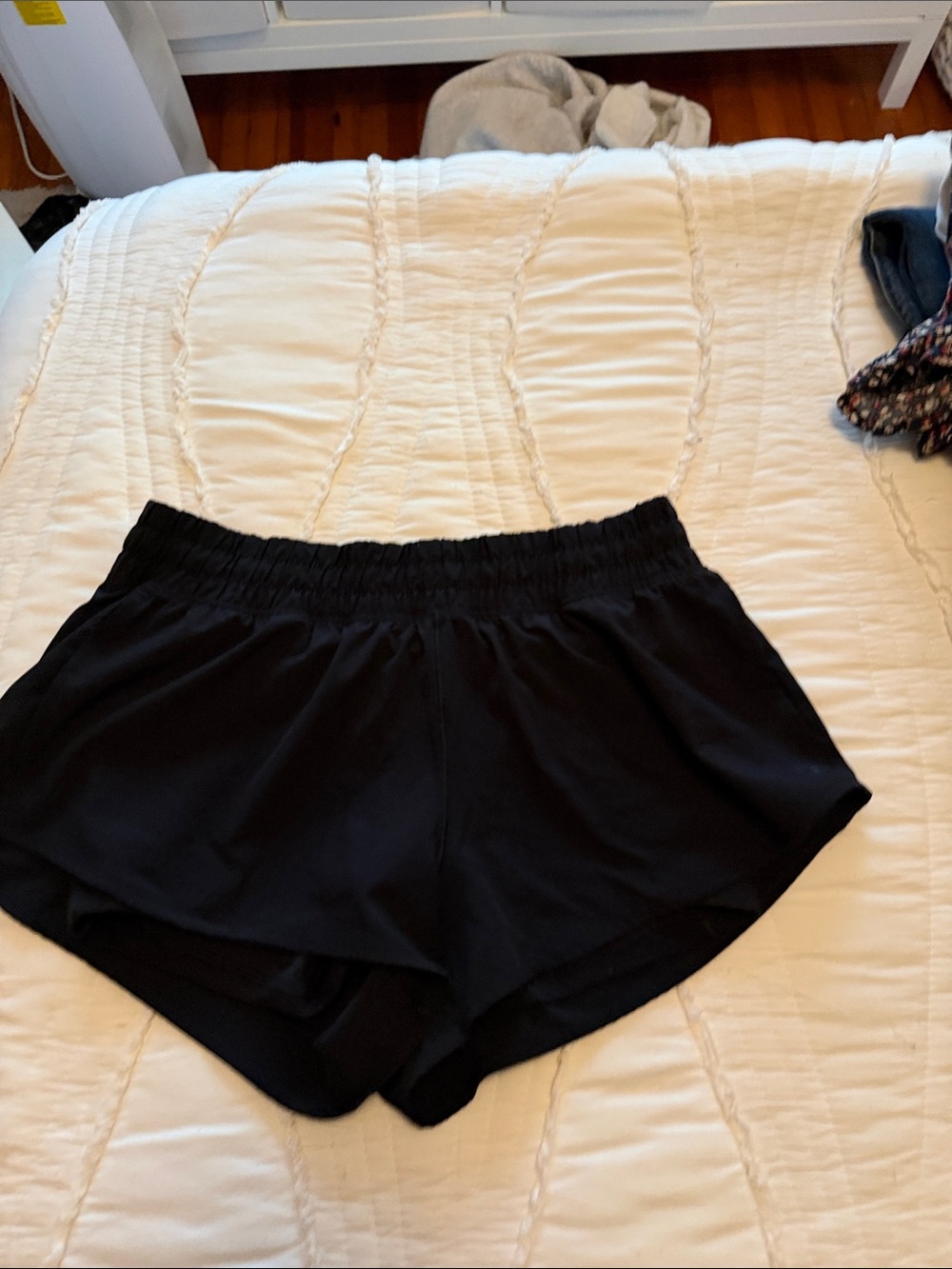 aerie Black Elastic-Waist Athletic Shorts